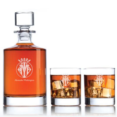 Engraved Villareal CF - La Liga Spain Football Personalized Bellagio Decanter Set - Soccer Fanatic Gift Ideas