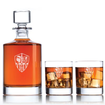 Engraved SC Ajaccio - Ligue 1 France Football Personalized Bellagio Decanter Set - Soccer Fanatic Gift Ideas