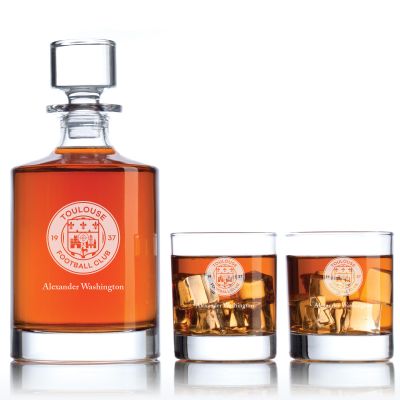 Engraved Toulouse FC - Ligue 1 France Football Personalized Bellagio Decanter Set - Soccer Fanatic Gift Ideas
