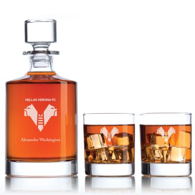 Engraved Hellas Verona FC - Serie A League Italy  Football Personalized Bellagio Decanter Set - Soccer Fanatic Gift Ideas