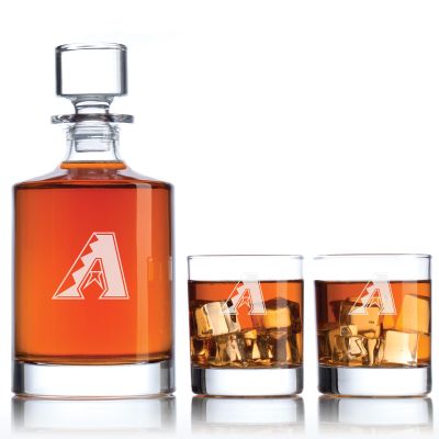 Engraved Arizona Diamondbacks Logo -Major League Baseball - Personalized Bellagio Decanter Set - Baseball Fanatic Gift Ideas