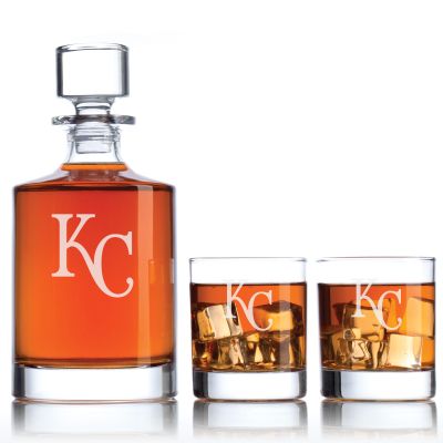 Engraved Kansas City Royals Insignia - Major League Baseball - Personalized Bellagio Decanter Set - Baseball Fanatic Gift Ideas