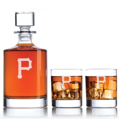 Engraved Pittsburgh Pirates Logo - Major League Baseball - Personalized Bellagio Decanter Set - Baseball Fanatic Gift Ideas
