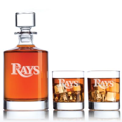 Engraved Tampa Bay Rays - Major League Baseball - Personalized Bellagio Decanter Set - Baseball Fanatic Gift Ideas