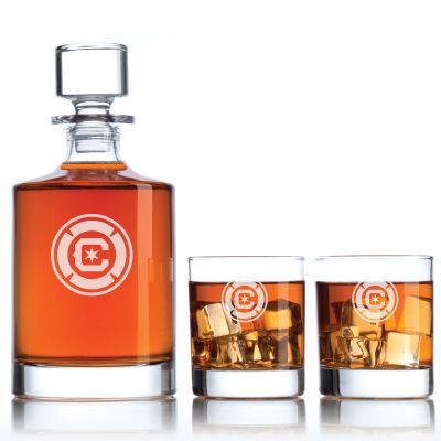 Engraved Chicago Fire Football Club - Major League Soccer - Personalized Bellagio Decanter Set - Soccer Fanatic Gift Ideas
