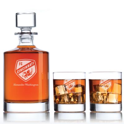 Engraved Cincinnati FC - Major League Soccer - Personalized Bellagio Decanter Set - Soccer Fanatic Gift Ideas