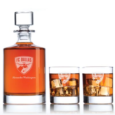 Engraved FC Dallas - Major League Soccer - Personalized Bellagio Decanter Set - Soccer Fanatic Gift Ideas