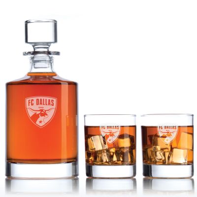 Engraved FC Dallas - Major League Soccer - Personalized Bellagio Decanter Set - Soccer Fanatic Gift Ideas