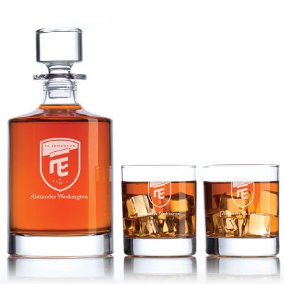 Engraved FC Edmonton - Major League Soccer - Personalized Bellagio Decanter Set - Soccer Fanatic Gift Ideas