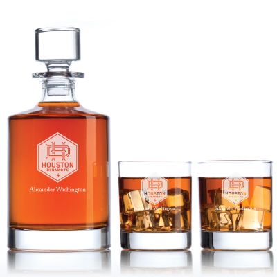 Engraved Houston Dynamo - Major League Soccer - Personalized Bellagio Decanter Set - Soccer Fanatic Gift Ideas
