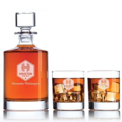Engraved Houston Dash - National Women's Soccer League - Personalized Bellagio Decanter Set - Soccer Fanatic Gift Ideas