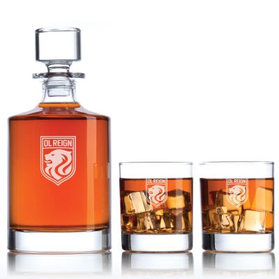 Engraved Ol Reign - National Women's Soccer League - Personalized Bellagio Decanter Set - Soccer Fanatic Gift Ideas