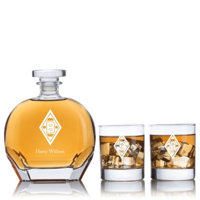 Engraved Borussia Monchengladbach - Personalized Puccini Decanter Set with Old Fashioned Whiskey Glasses