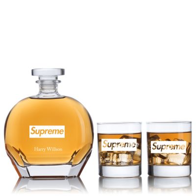 Engraved Supreme - Personalized Puccini Decanter Set with Old Fashioned Whiskey Glasses