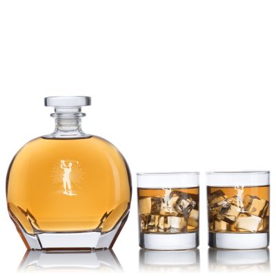 Custom Engraved Golfer Magic Shot - Personalized Puccini Decanter Set with Whiskey Glasses
