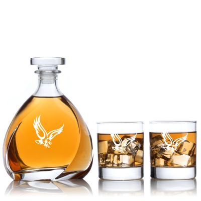 Engraved Eagle - Personalized Madison Decanter Set with Old Fashion Whiskey Glasses