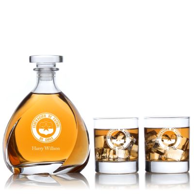 Engraved Chile Football Federation - Personalized Madison Decanter Set with Old Fashioned Whiskey Glasses