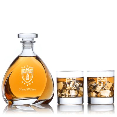Engraved C.F. Pachuca - Personalized Madison Decanter Set with Old Fashioned Whiskey Glasses