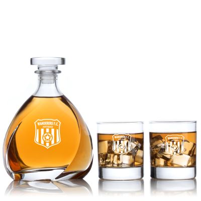 Engraved Wanderers Football Club - Personalized Madison Decanter Set with Old Fashioned Whiskey Glasses
