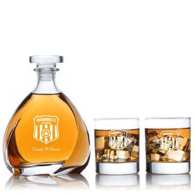 Engraved Wanderers Football Club - Personalized Madison Decanter Set with Old Fashioned Whiskey Glasses