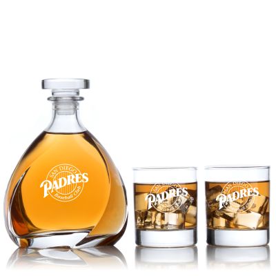 Engraved Padres - Personalized Madison Decanter Set with Old Fashioned Whiskey Glasses