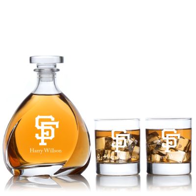 Engraved San Francisco Giants - Personalized Madison Decanter Set with Old Fashioned Whiskey Glasses