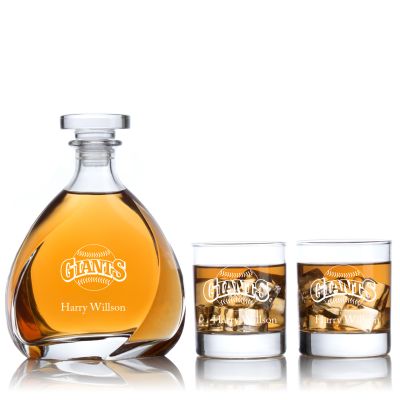 Engraved GIANTS - Personalized Madison Decanter Set with Old Fashioned Whiskey Glasses