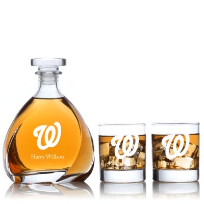 Engraved Washington - Personalized Madison Decanter Set with Old Fashioned Whiskey Glasses