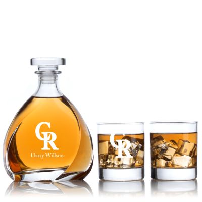 Engraved Colorado Rockies - Personalized Madison Decanter Set with Old Fashioned Whiskey Glasses