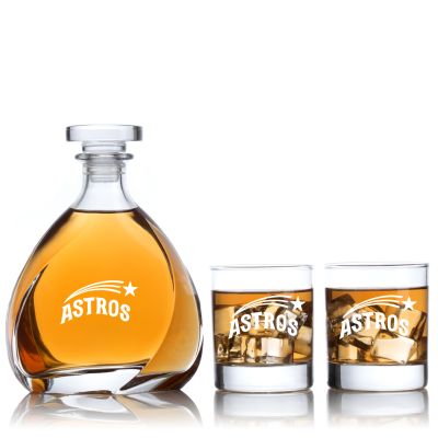 Engraved Astros - Personalized Madison Decanter Set with Old Fashioned Whiskey Glasses