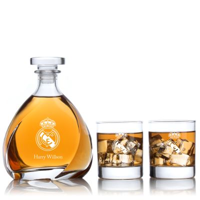 Engraved Real Madrid - Personalized Madison Decanter Set with Old Fashioned Whiskey Glasses