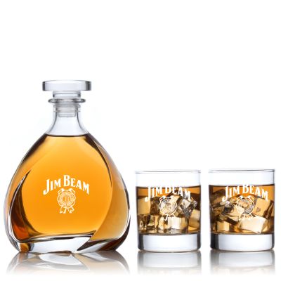 Engraved JIM BEAM - Personalized Madison Decanter Set with Old Fashioned Whiskey Glasses