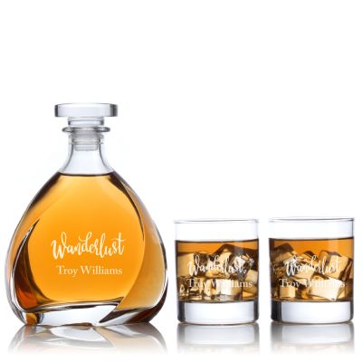 Engraved Wanderlust - Personalized Madison Decanter Set with Whiskey Glasses