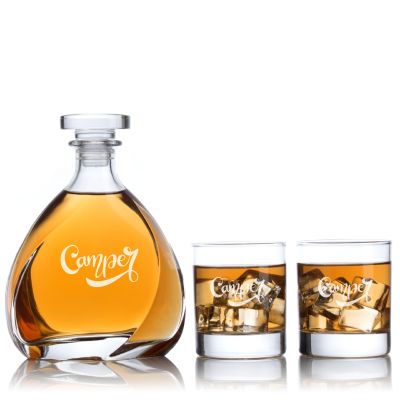 Engraved Camper - Personalized Madison Decanter Set with Whiskey Glasses