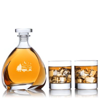 Engraved Camping Trailer - Personalized Madison Decanter Set with Whiskey Glasses