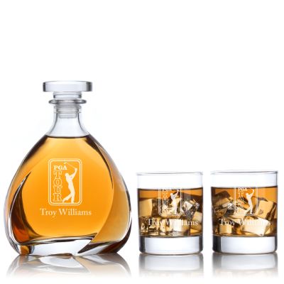 Custom Engraved PGA TOUR Design - Personalized Madison Decanter Set with Whiskey Glasses