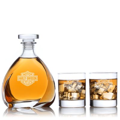Custom Engraved Motor Harley Davidson Cycles - Personalized Madison Decanter Set with Whiskey Glasses