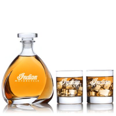 Custom Engraved Indian Motorcycle - Personalized Madison Decanter Set with Whiskey Glasses