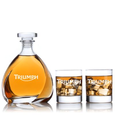 Custom Engraved Triumph Logo - Personalized Madison Decanter Set with Whiskey Glasses