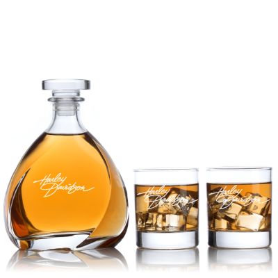 Custom Engraved Harley Davidson - Personalized Madison Decanter Set with Whiskey Glasses