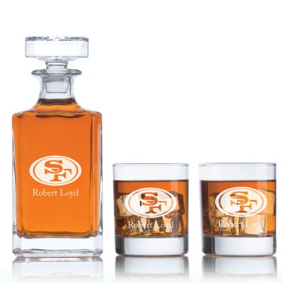 San Francisco 49ers - Football Fanatic Gift Ideas - Classic Personalized Whiskey Decanter Set - Man Cave Gifts - Gifts For Him