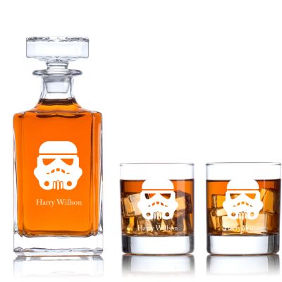 Engraved Storm Trooper - Personalized Classic Decanter Set with Old Fashioned Whiskey Glasses