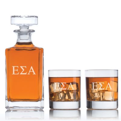 Custom Engraved Epsilon Sigma Alpha - Personalized Classic Decanter Set with Whiskey Glasses