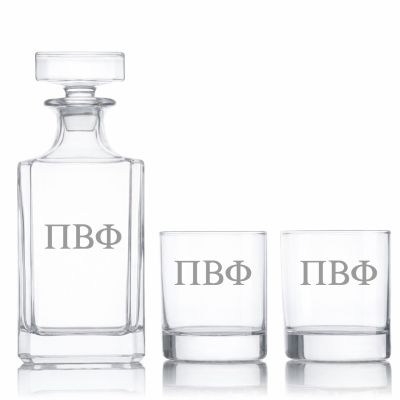 Custom Engraved Pi Beta Phi - Personalized Classic Decanter Set with Whiskey Glasses