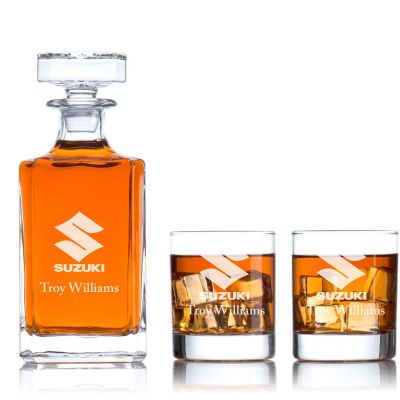Custom Engraved Suzuki - Personalized Classic Decanter Set with Whiskey Glasses