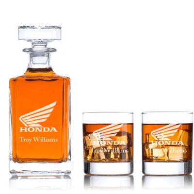 Custom Engraved Honda - Personalized Classic Decanter Set with Whiskey Glasses