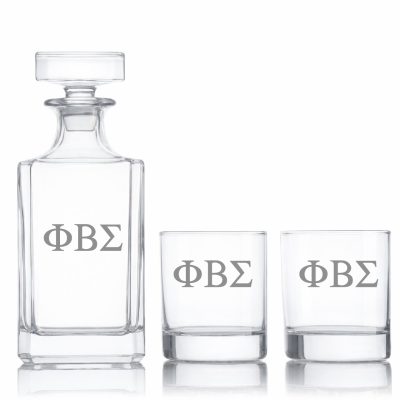 Custom Engraved Phi Beta Sigma - Personalized Classic Decanter Set with Whiskey Glasses