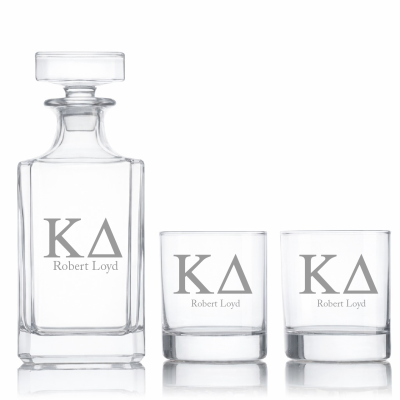 Custom Engraved Kappa Delta - Personalized Classic Decanter Set with Whiskey Glasses
