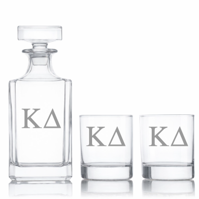 Custom Engraved Kappa Delta - Personalized Classic Decanter Set with Whiskey Glasses