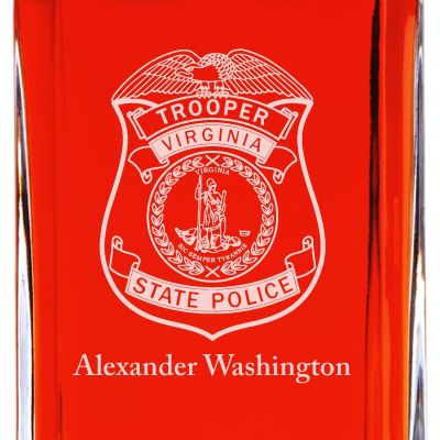 Custom Engraved - Police Badges - Personalized Whiskey Decanter In Wood Gift Box - Virginia State Police Badge